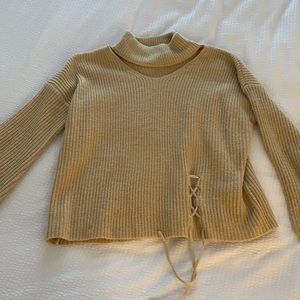Tan sweater cut out and balloon sleeves